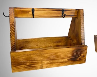 Handgefertigter Werkzeugkasten aus Kiefernholz, Aufbewahrungsbox aus gebeiztem Holz