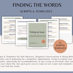 Finding the Words — Self-Advocacy Scripts for ADHD & Autism Diagnosis, 51 Templates, Undiagnosed Self-Diagnosed Neurodivergent Printable