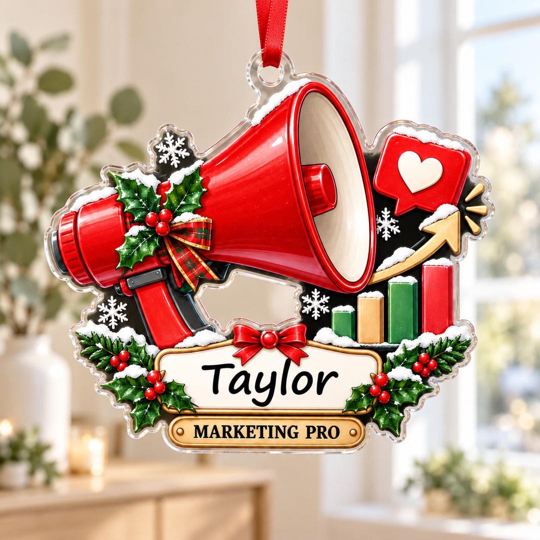 Customized Mega Phones Personalized Marketing Pro Acrylic Ornament, Red Megaphone Social Media ...