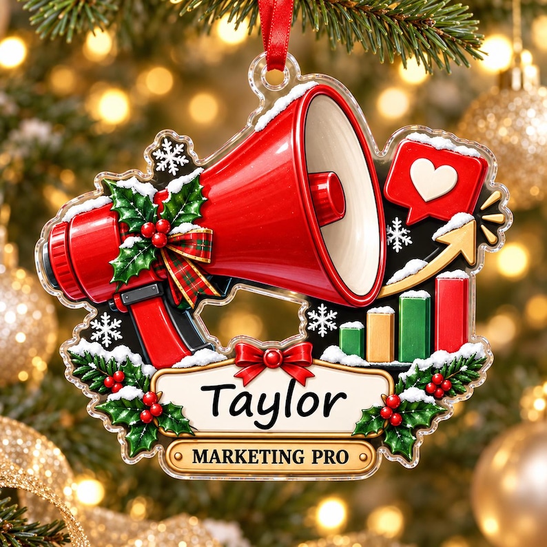 Customized Mega Phones Personalized Marketing Pro Acrylic Ornament, Red Megaphone Social Media ...