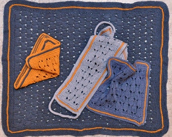 Basketweave Lace Bath Set knitting pattern - instant download