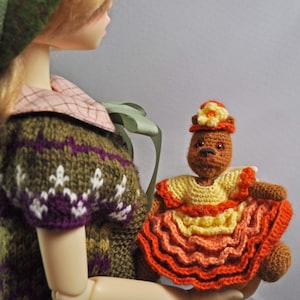 MSD BJD doll toy - doll pet - Miniature Artist Bear thread crochet OOAK - Tansy Bear by Wendelika