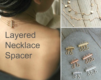 Layered necklace spacer clasp, gold, silver or rose gold, no more tangle, no more mess. detangle detangling pink gold, Layering magic!