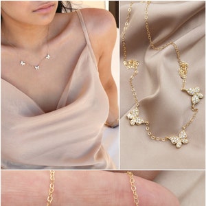 Three butterfly necklace sales