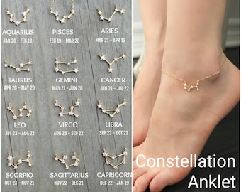 Constellation ANKLET Cubic Zirconia Diamonds 14k Gold Filled Cz