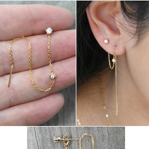 Stud threader earrings discount