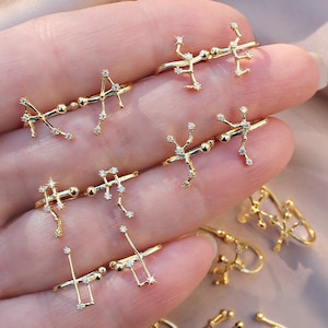 Celestial Zodiac Constellation ear cuffs, no piercing cartilage earrings, Cubic zirconia diamonds, 18k gold vermeil, Christmas gift