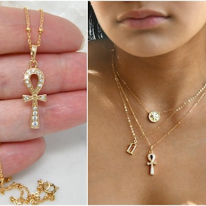 Ankh Cross necklace, 14K Gold Filled chain, Eternal Ankh Cross, spiritual symbol of eternal life, gold cross, Christmas gift Christmas gift