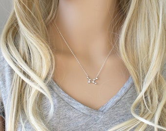 Silver Constellation Necklace, zodiac Celestial, Cubic zirconia diamonds, Sterling silver chain, cz dainty personalized,bridesmaids gift