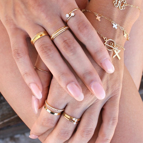 Ring 14k Gold Filled Stacking Finger Rings Minimal Dainty Etsy