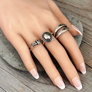 Sterling silver ring, adjustable ring, gift for her, silver jewelry, thick wide modern wrap ring, stamped 925