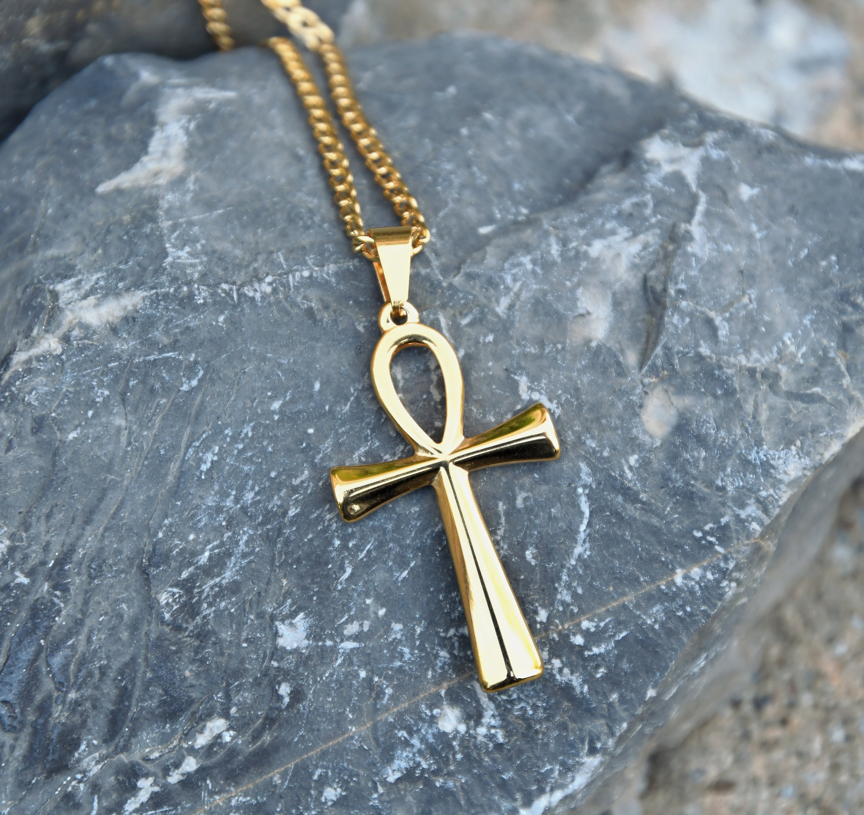 Wholesale Mens Charm Necklace Ankh Key Pendant Crystal Stainless Steel  Cross Necklace For Men From m.