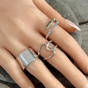 Sterling silver ring, adjustable ring, gift for her, silver jewelry, thick wide modern wrap  ring, stamped 925