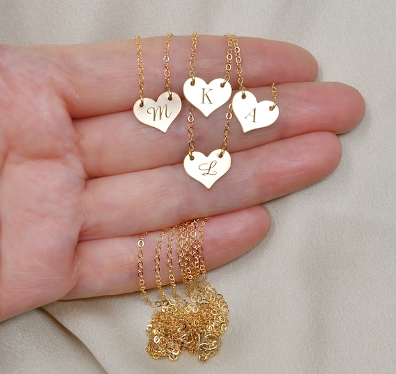 14k Gold Filled Heart Necklace Personalized Initial Necklace