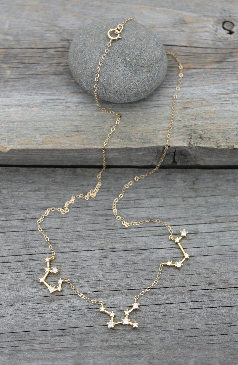 Constellation Necklace, 2 3 4 5 6 pendants, Cubic zirconia diamonds,14k gold filled,celestial cz layering Zodiac,personalized,Christmas gift image 3