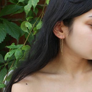 2-piercings Set Threader Earrings, 14k Gold Filled, Threaded Thread ...