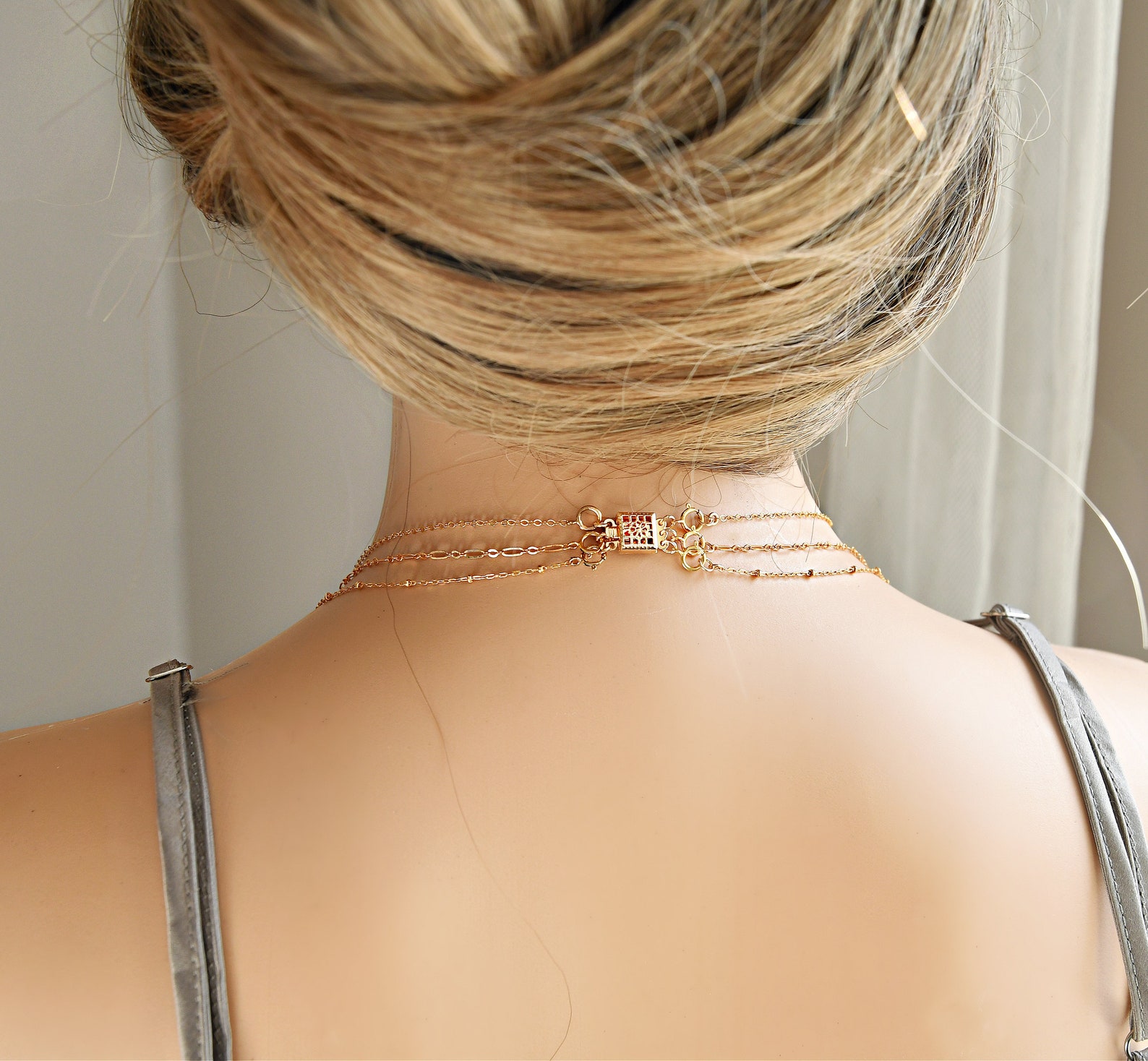 Layering Clasp Gold Necklace Spacer Clasp No More Tangle No Etsy