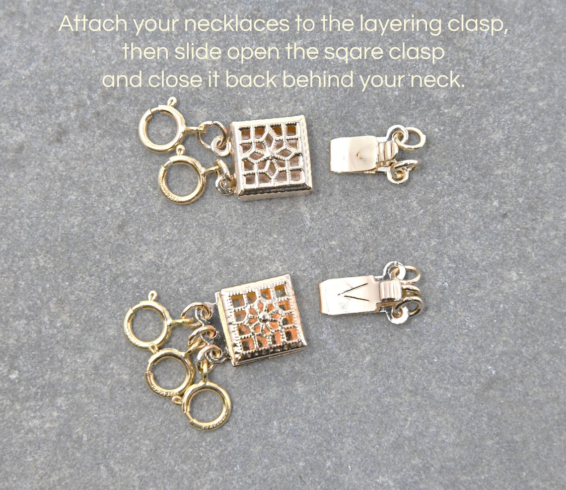 Layering Clasp Gold Necklace Spacer Clasp No More Tangle No Etsy