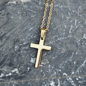 Kreuzkette, 18k vergoldeter Edelstahl, wasserdicht, Herrenschmuck, Unisex, Herrenkette, Geschenk für ihn, Freund, Ehemann, religiös