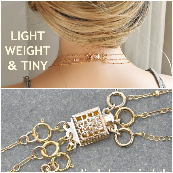 Layering clasp, gold necklace spacer clasp, no more tangle, no more mess, detangling, detangled, multiple necklaces clasp detangler