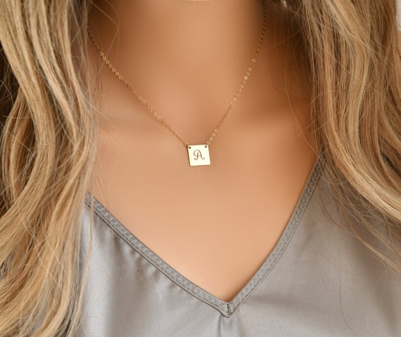 Stamped Sterling Silver Initial Charm Necklace - 2- / 22 Inches