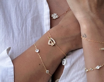 Cubic zirconia bracelet, cubic zirconia stones, cz diamonds, 14K Gold Filled chain, gift for her