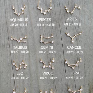 Constellation Necklace, 2 3 4 5 6 pendants, Cubic zirconia diamonds,14k gold filled,celestial cz layering Zodiac,personalized,Christmas gift image 5