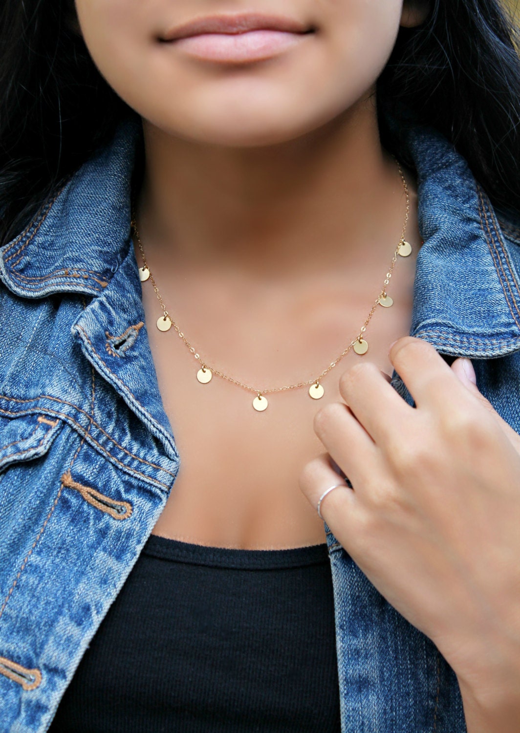 Gold Coin Necklace Fine 14K Gold Filled 