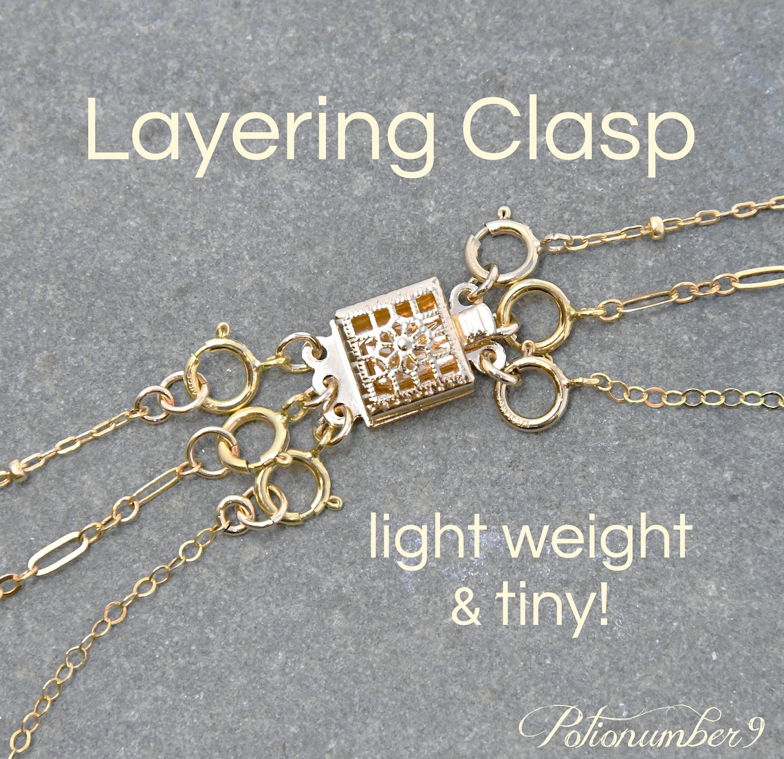 Layering Clasp Gold Necklace Spacer Clasp No More Tangle No Etsy