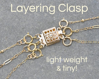 Layering clasp, gold necklace spacer clasp, no more tangle, no more mess, detangling, detangled, multiple necklaces clasp detangler