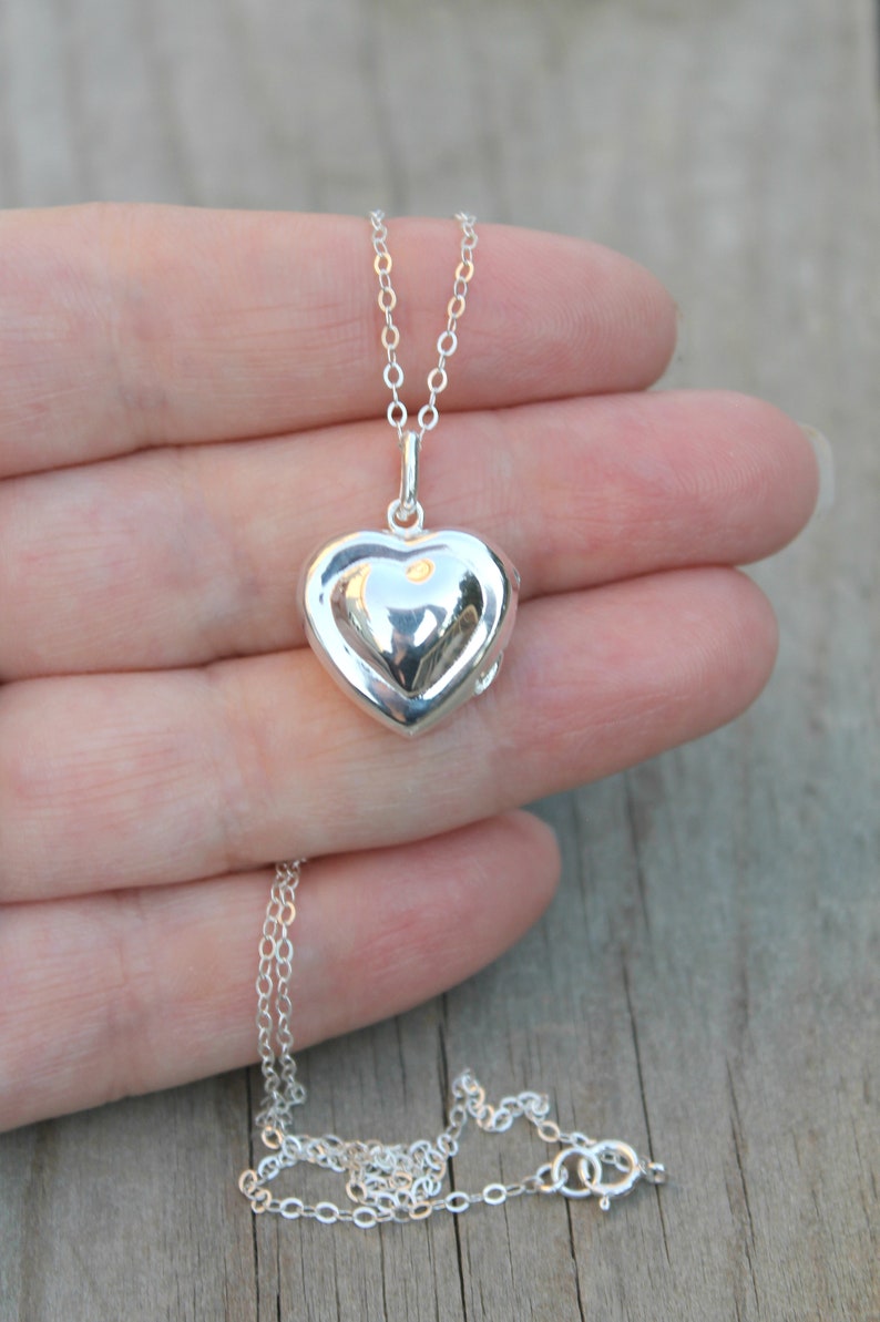 Locket Necklace Silver Heart Locket 925 Sterling Silver Etsy