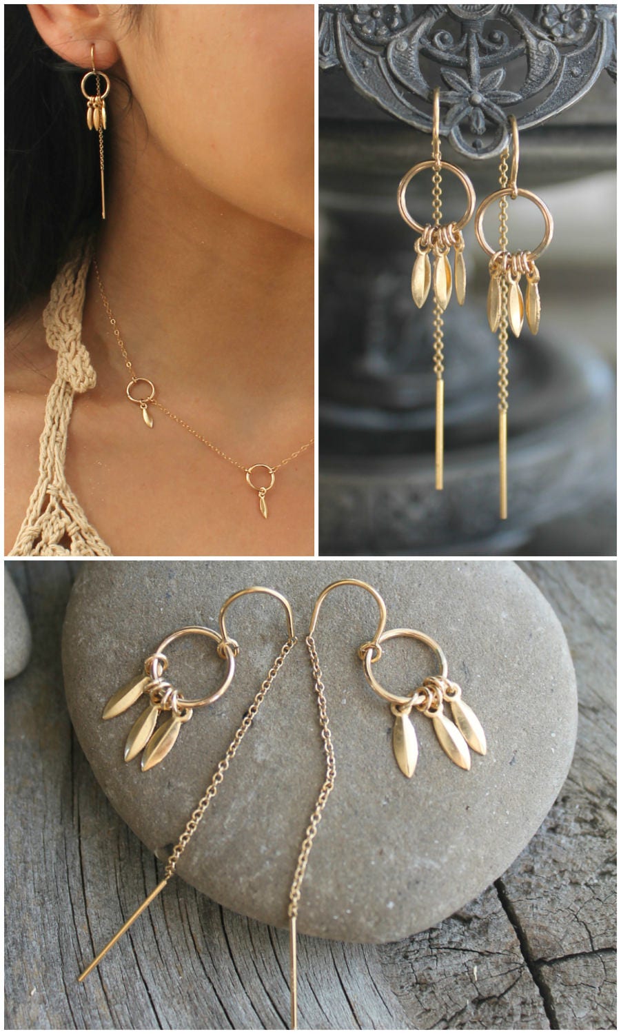 *CKstella* 14K Gold gf Ball Dangle Ear Thread Threader Earrings #872 *CKstella* 14K Gold gf Ball Dangle Ear Thread Threader Earrings #872