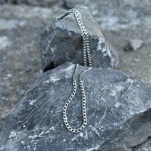 Men chain necklace, stainless steel non tarnish waterproof, silver tone men's jewellery, unisex, gift for him, basic minimal man chain