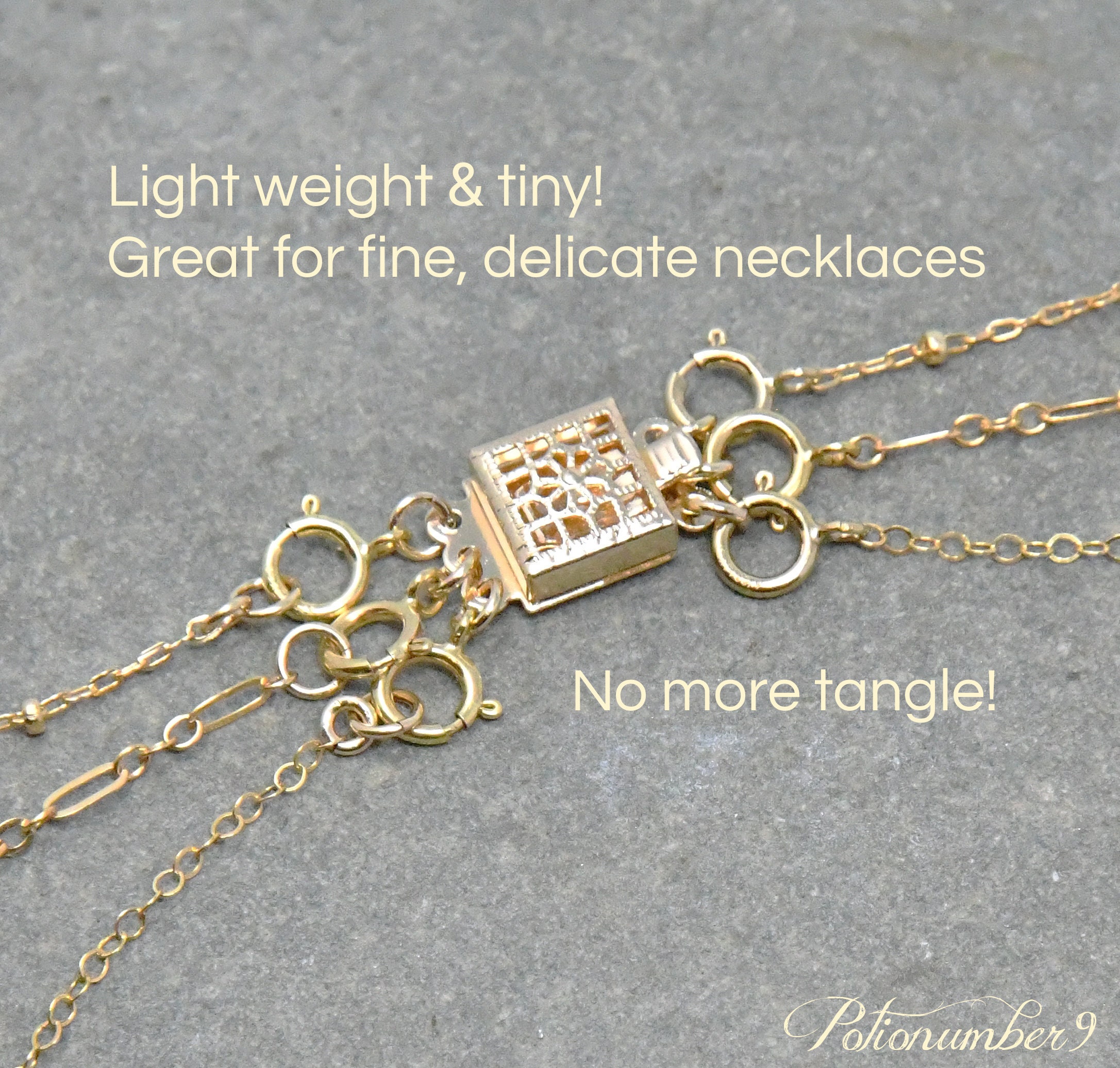 Layering Clasp, Gold Necklace Spacer Clasp, No More Tangle, No More Mess,  Detangling, Detangled, Multiple Necklaces Clasp Detangler 
