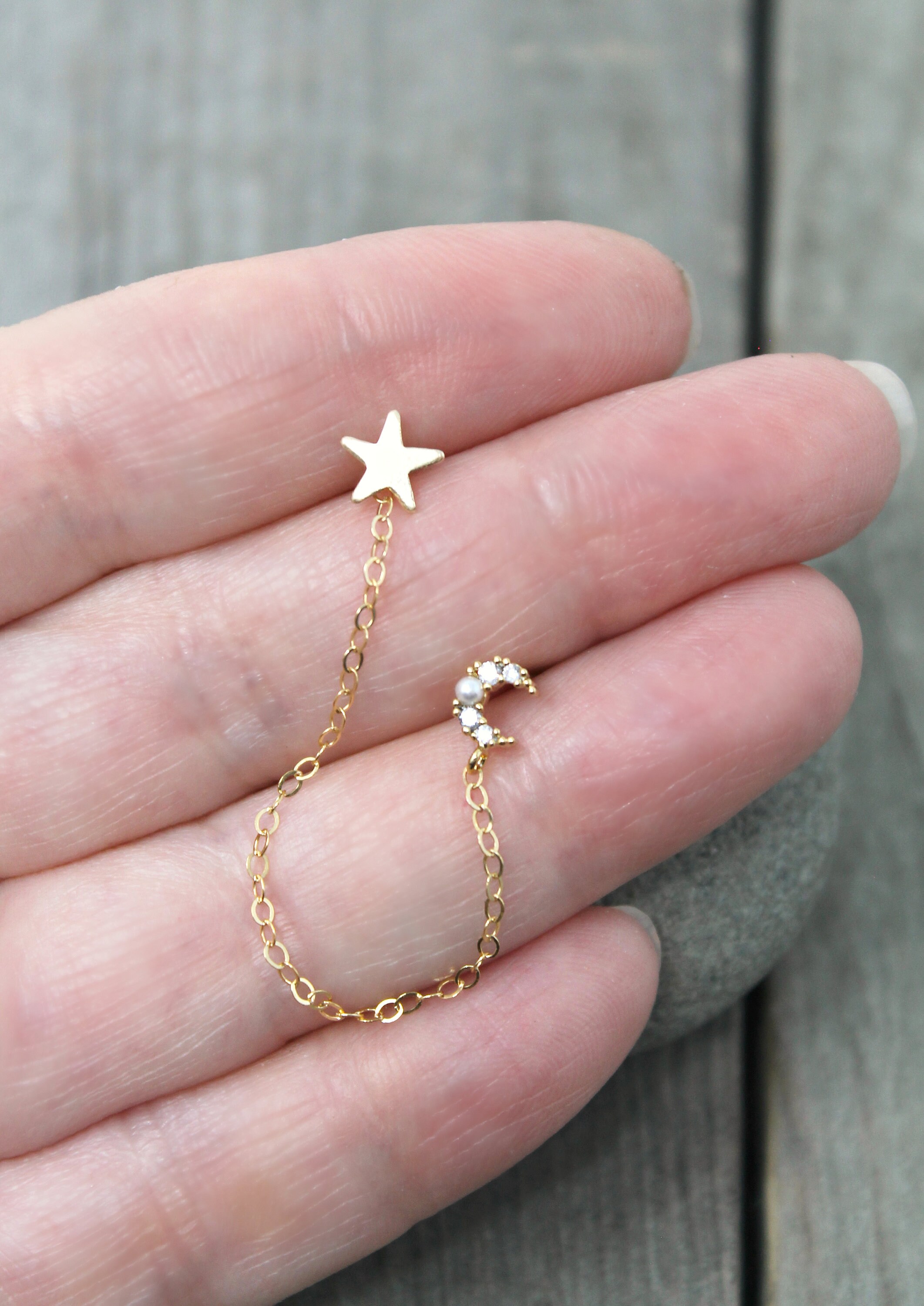 Moon and star double piercing Clearance