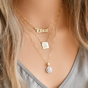 Collar grabado, etiqueta cuadrada rellena de oro de 14k o plata esterlina, citas inspiradoras, amor propio, afirmaciones positivas, regalo significativo