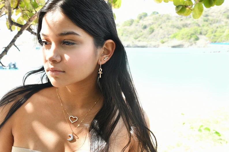 love,Christmas gift 14k gold filled chain Heart necklace cz diamonds heart pendant layering necklace cubic zirconia stones