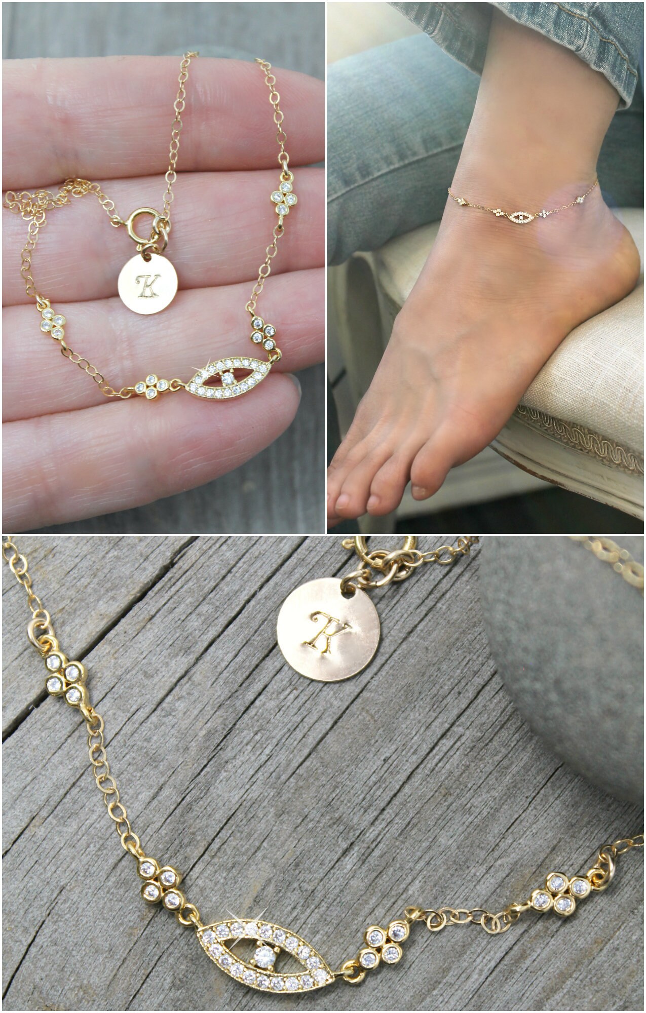 Anklet Ankle Bracelet Evil Eye 14K Gold Filled Chain Etsy Canada