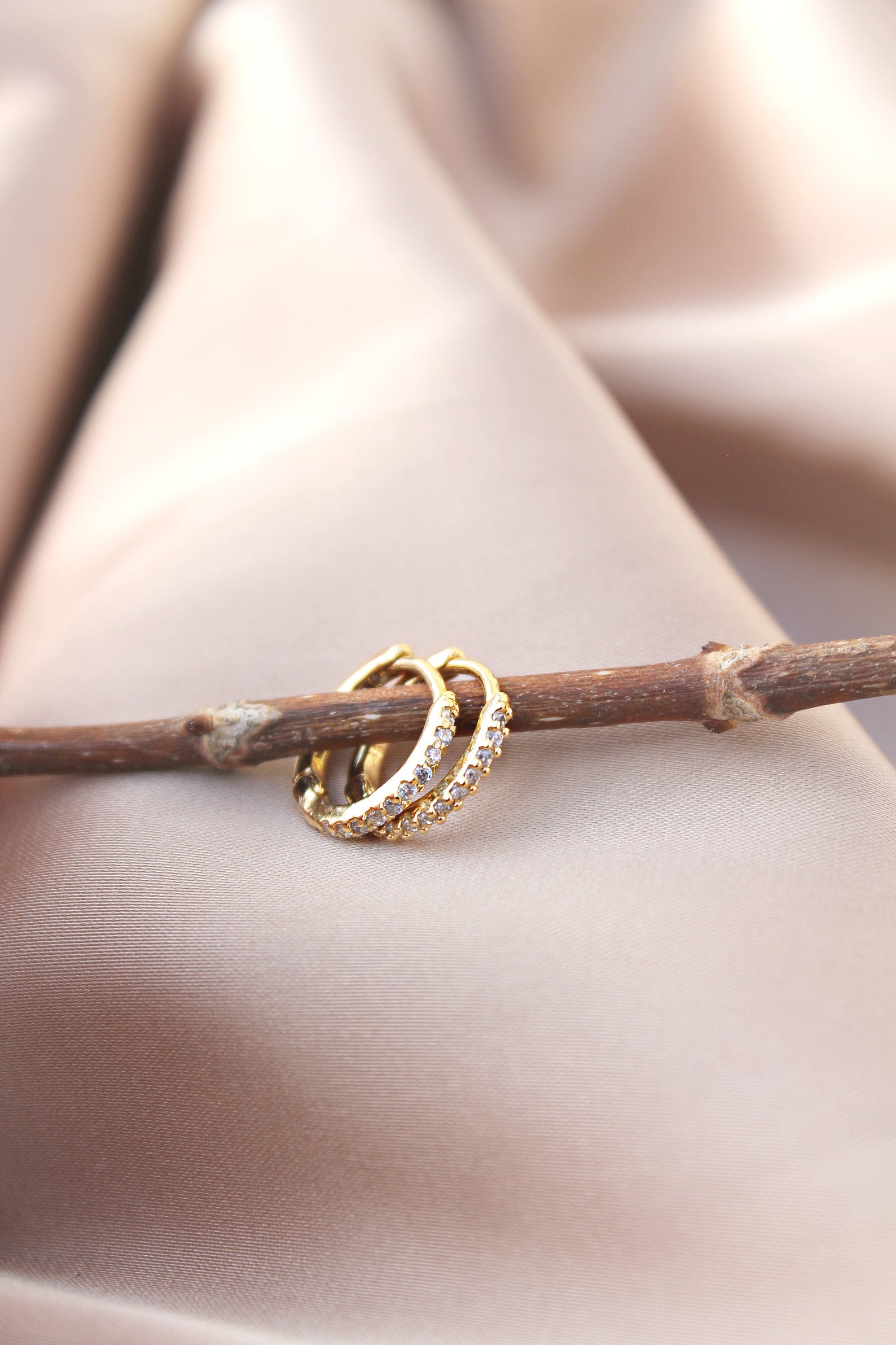 Gold Small Huggie Hoops main image 1