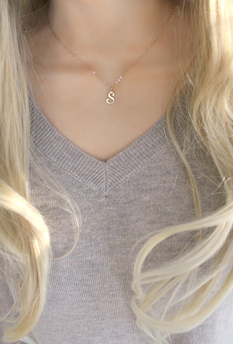 Personalized Initial Necklace, Script Letter Necklace, 14k Gold Filled ...
