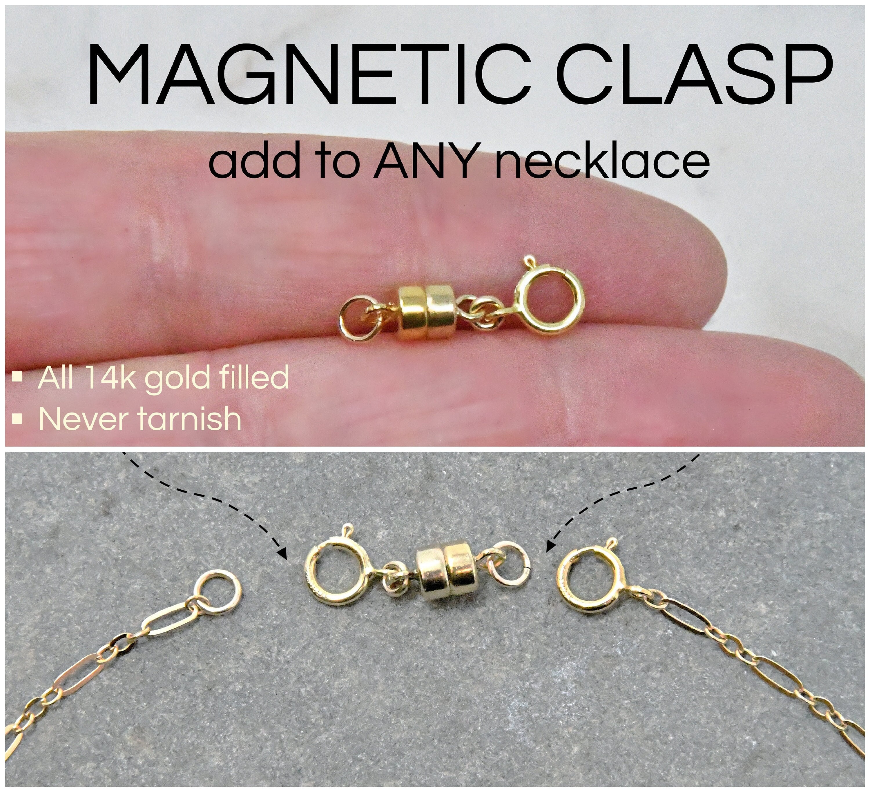 Magnetic Necklace Clasp, 14k Gold Filled Tiny Small Clasp, Add to ANY  Necklace, so Easy to Put on and Remove Your Necklaces, Necklace Helper 