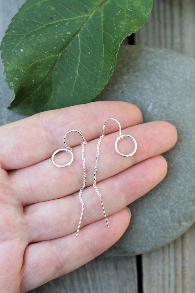 Threader earrings 925 sterling silver threaded thread with image 3