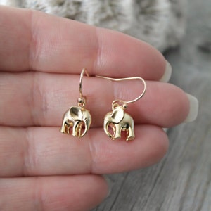 Little girl earrings - Adorable gold Elephant earrings, lucky elephant, good luck charm, 14k gold filled child earrings, French ear wires