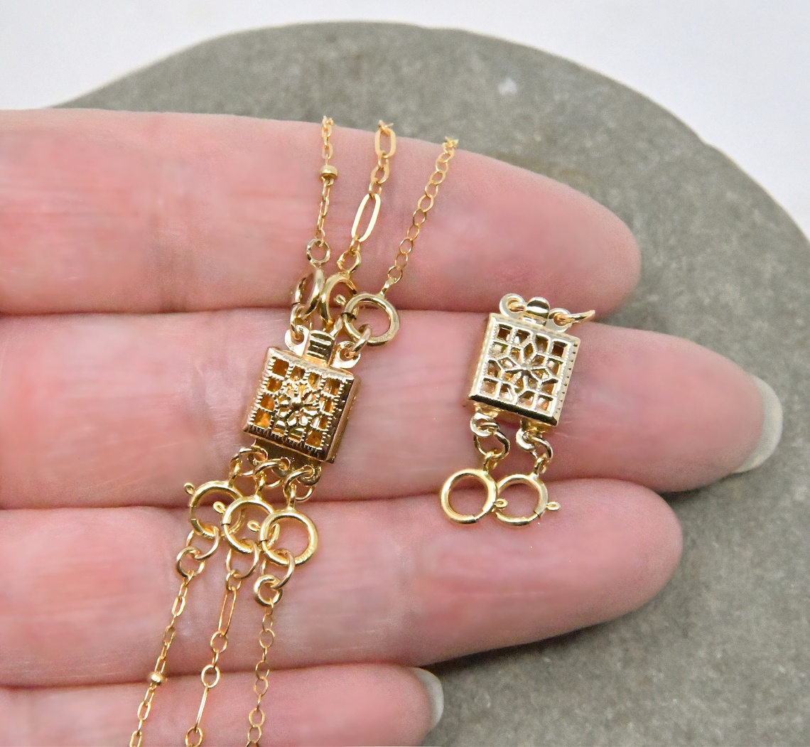 Layering Clasp Gold Necklace Spacer Clasp No More Tangle No Etsy