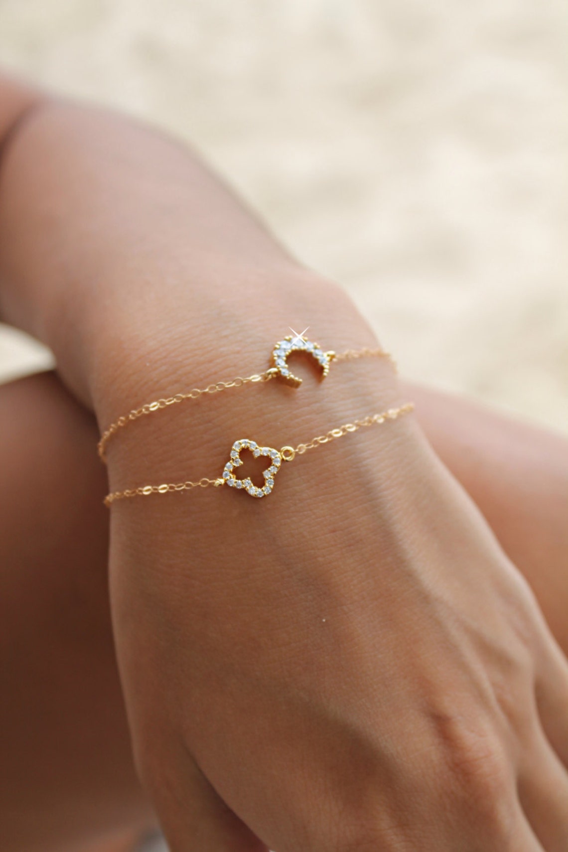 Sterling Silver and 14k Gold Filled Moon Beaded Bracelet