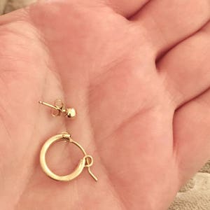 Hoop earrings, Ball post stud earrings, 14k gold filled, dainty everyday jewelry, the basics, double piercings, set combo, small gold hoops image 4