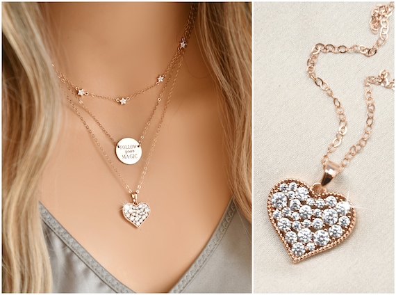 Rose gold deals heart necklace