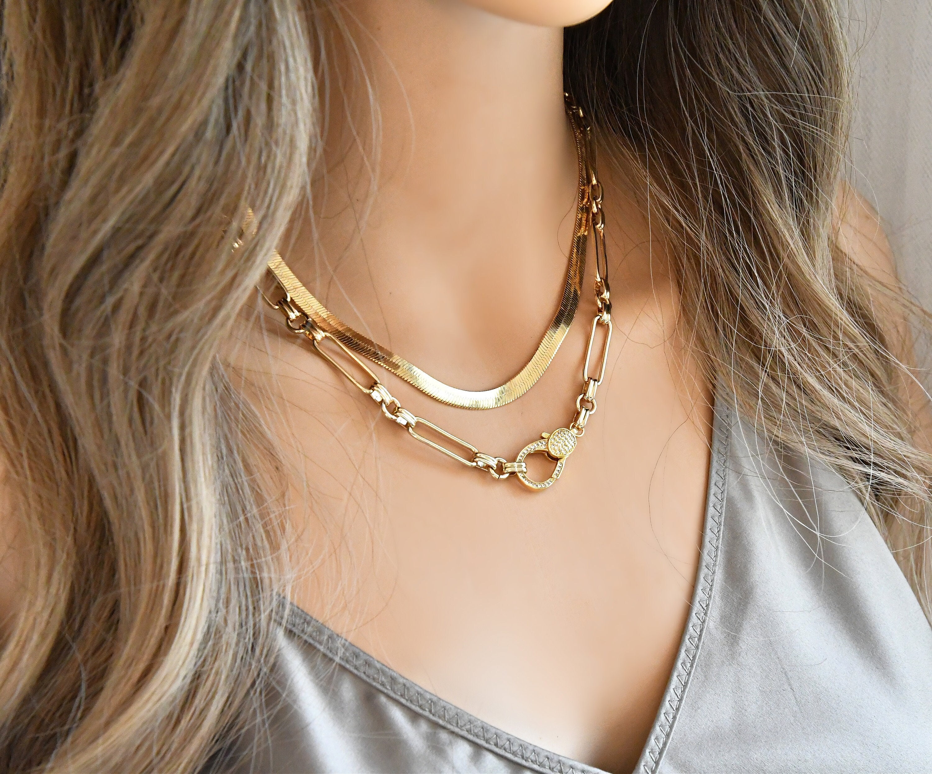 Gold Plated Flat Herringbone Snake Necklace lowest whole network