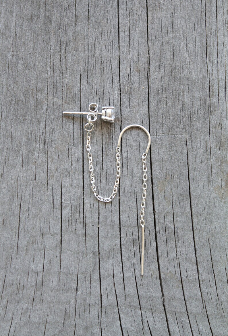 Threader earrings 925 sterling silver threaded thread cubic Etsy