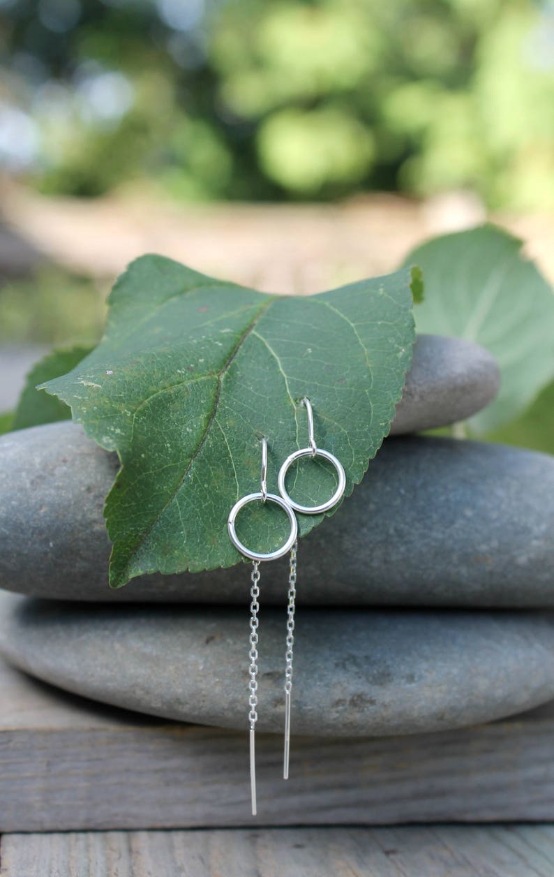 Threader earrings 925 sterling silver threaded thread with image 4